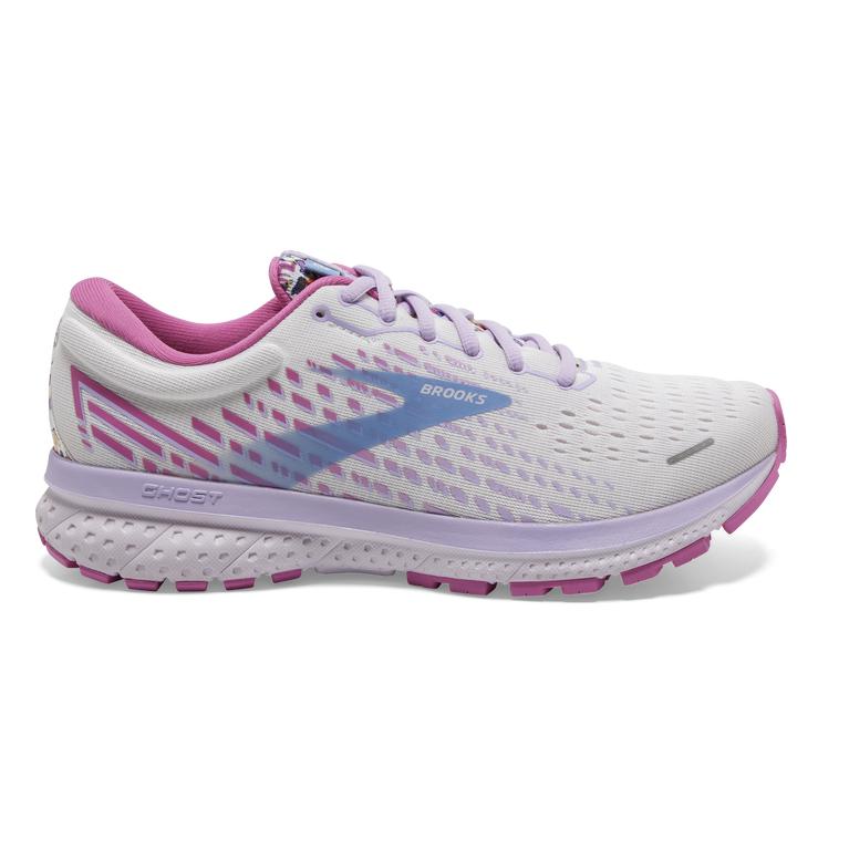 Brooks Ghost 13 Road Running Shoes - Women's - White/Lilac/Pink (53472-NQHO)